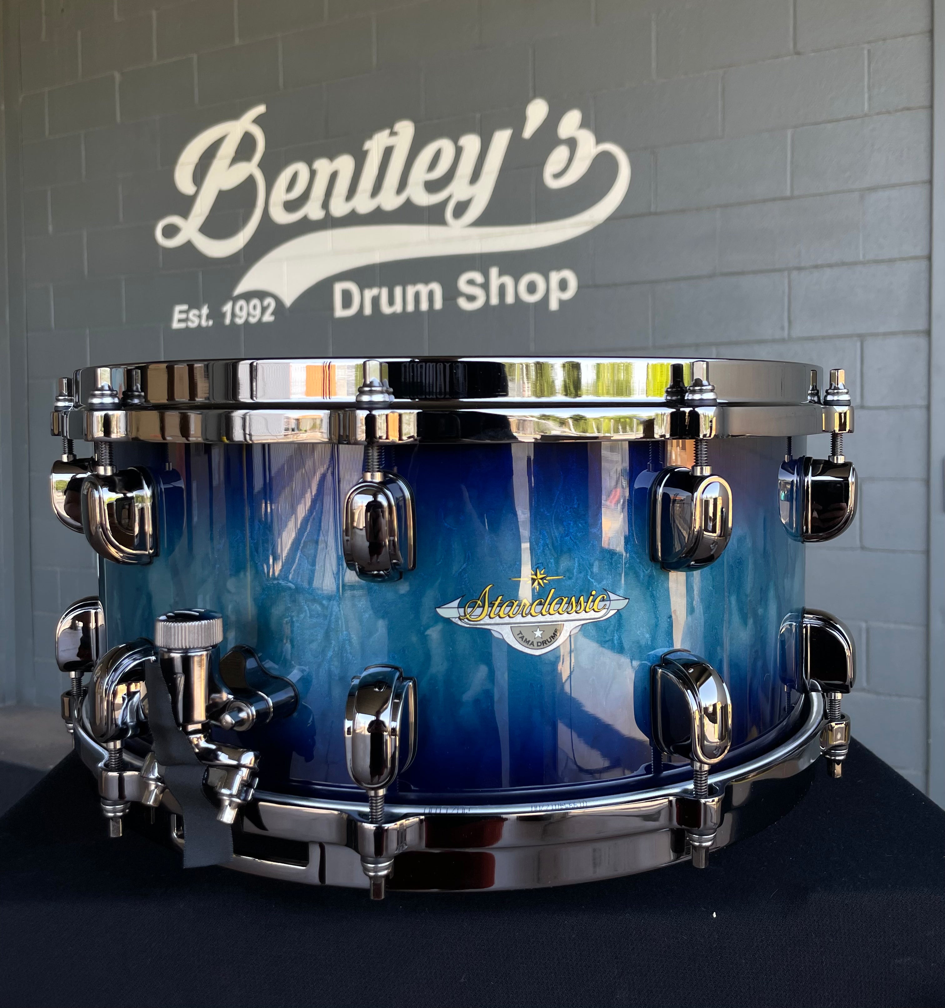 TAMA Starclassic Maple 6.5x14 Snare Drum in Molten Electric Blue Burst Lacquer w/ Black Nickel Hardware